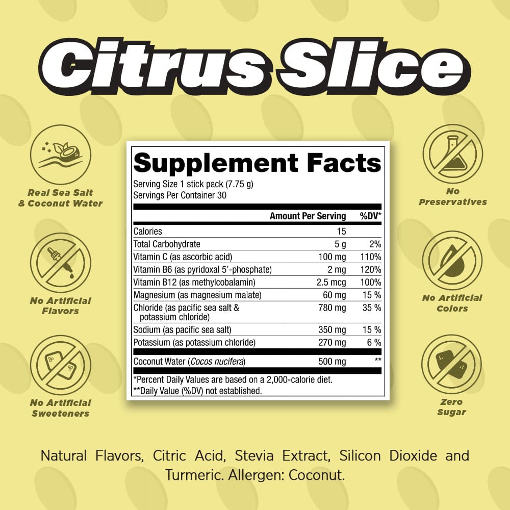 Citrus Slice (Zero Sugar) - Electrolyte Drink Mix (30 Count)