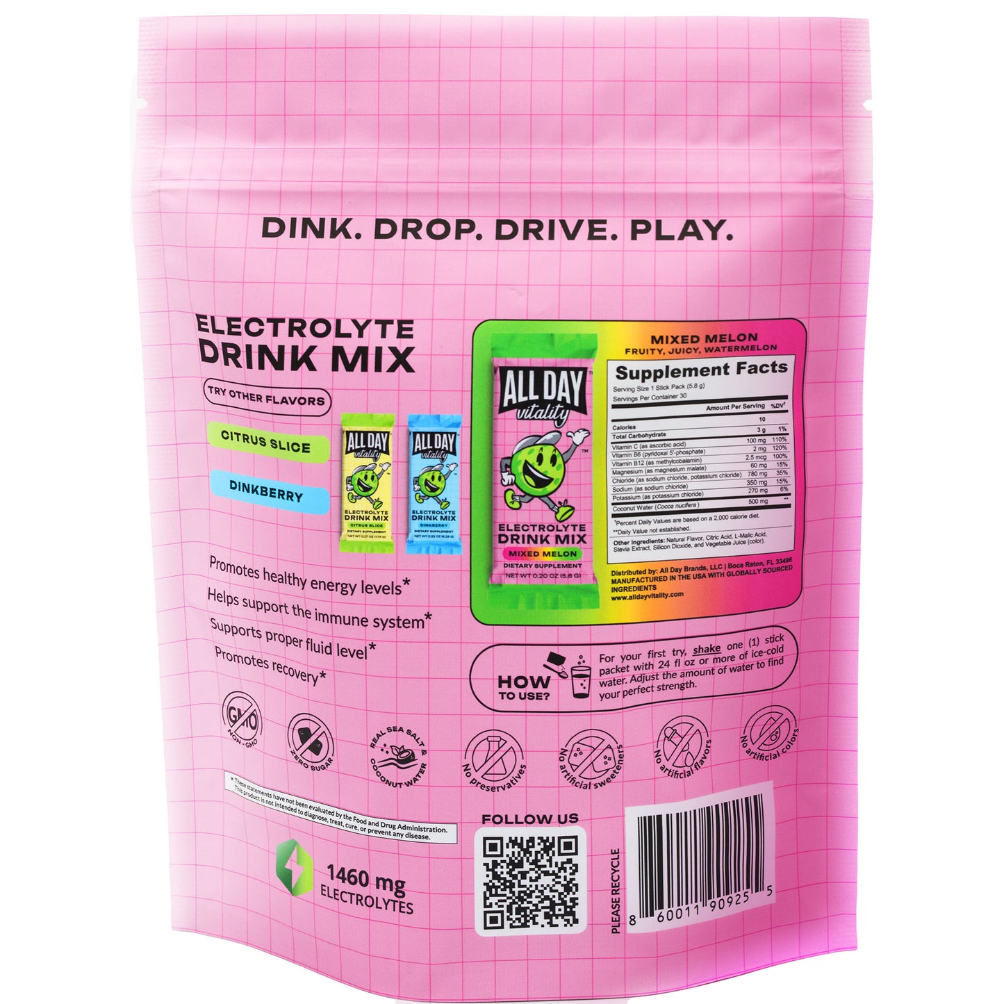 Mixed Melon (Zero Sugar) - Electrolyte Drink Mix (30 Count)